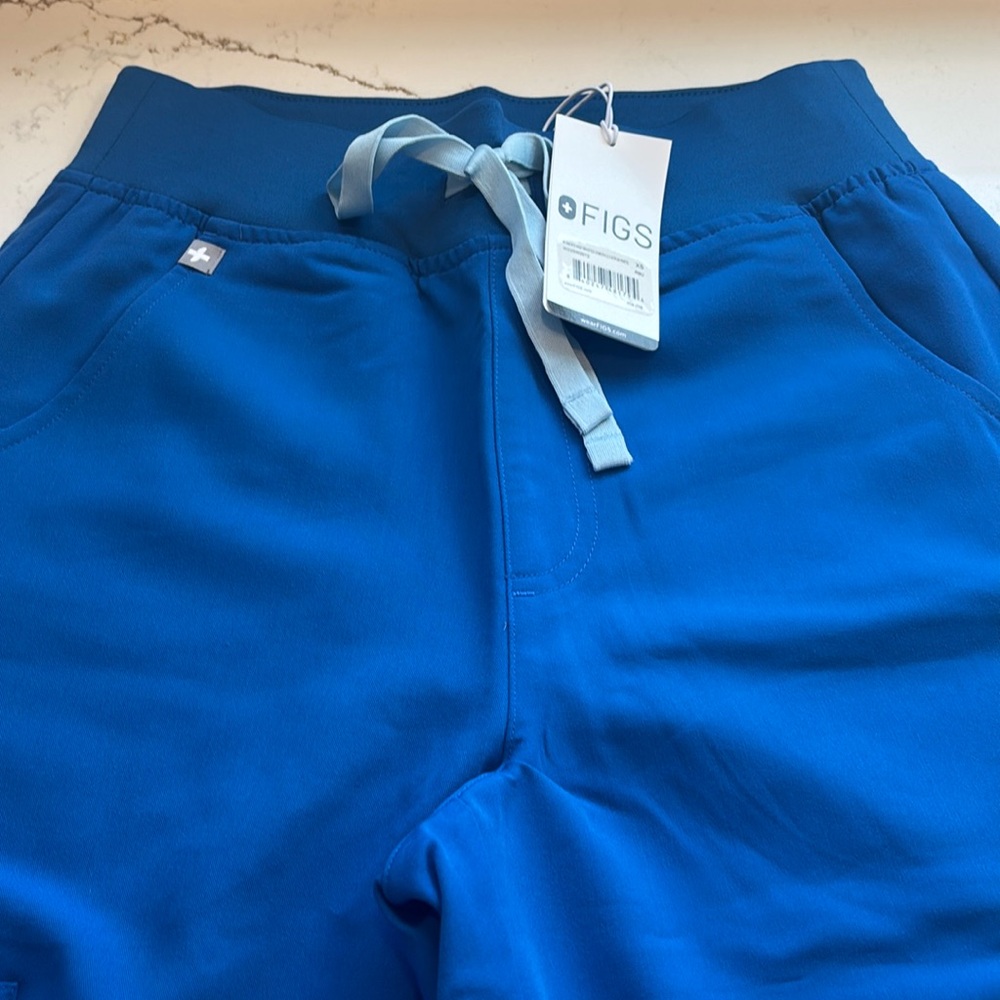 Figs High Waisted Yoga Pants - Blue and Light Blue